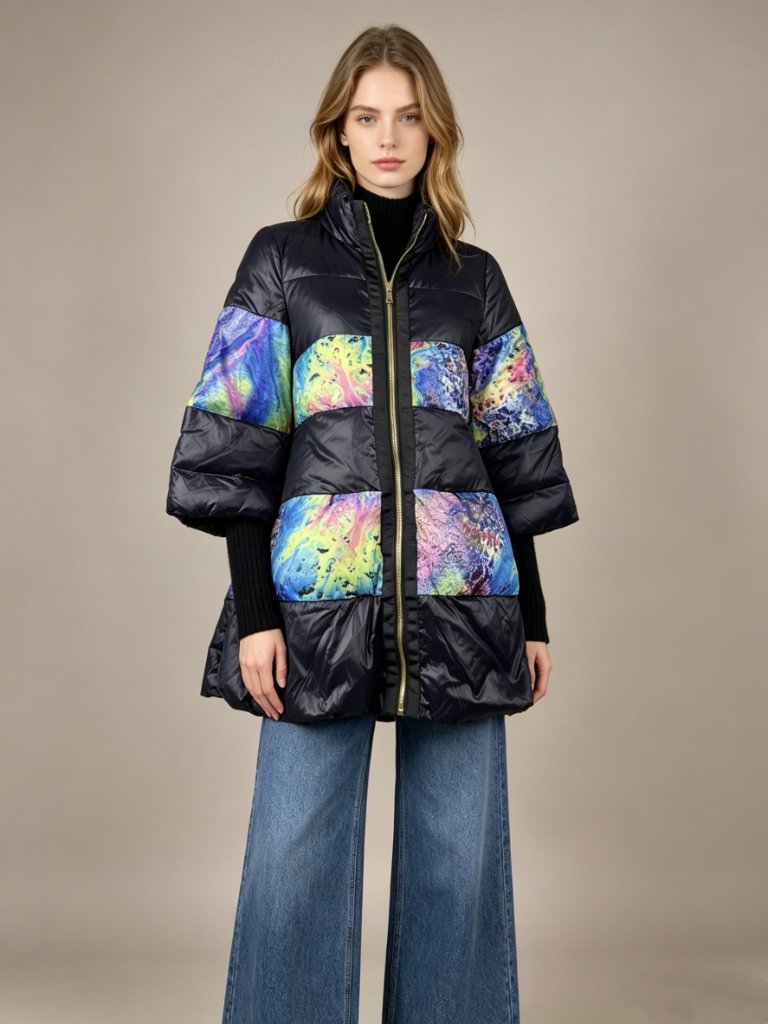 Nwot Msgm Women's Down Puffer Jacket Size S Three-Quarter Sleeve